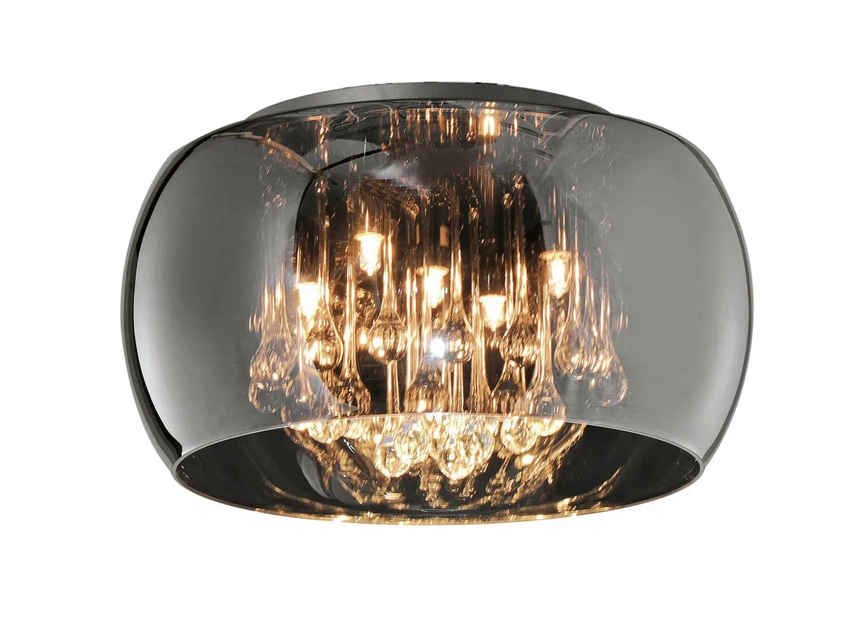 LED Deckenleuchte Glas-Schirm innen mit Kristall Ø 40cm, LED wechselbar, Warmweiß, extravagante ausgefallene Deckenlampe, inkl. LED Leuchtmitteln von Trio in Silber – Produktfoto