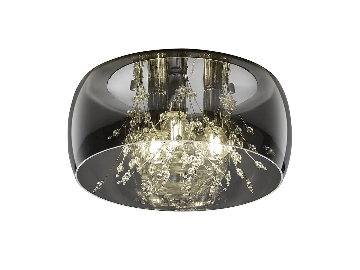 LED Deckenleuchte Glasschirm innen mit Kristall Ø 34cm, dimmbar, LED wechselbar, Warmweiß, ausgefallene Deckenlampe für Wohnzimmer inkl. E14 Leuchtmittel de Trio en Argent – photo produit