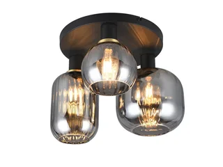 LED Deckenleuchte Glasschirme Chrom bedampft, Ø 39cm, dimmbar, LED wechselbar, warmweiß, Decken-Lampe Rauchglas Flur-lampe Wohnzimmer-lampe Decke mit E27 LED de Trio en Noir – photo produit 1 sur 5