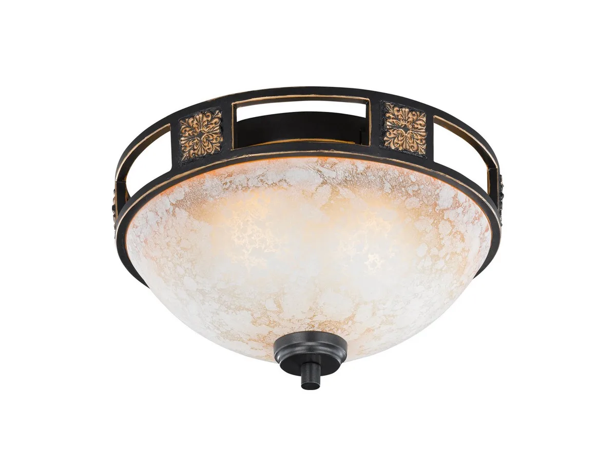 LED Deckenleuchte Jugendstil mit Glasschirm Ø 33cm, dimmbar, LED wechselbar, Warmweiß, antike Deckenlampe, Deckenschale Wohnzimmer, Flur inkl. E27 LEDs de Trio en Marron – photo produit