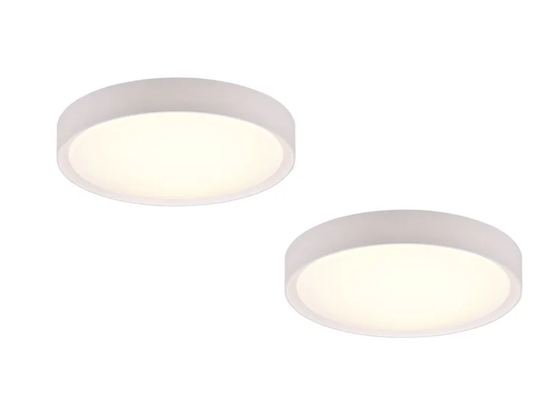LED Deckenleuchte, LED fest integriert, Warmweiß, 2er Set Badezimmer-Lampen Decke Bad-lampe für Gäste WC IP44 Ø33cm van Trio in Wit – productfoto