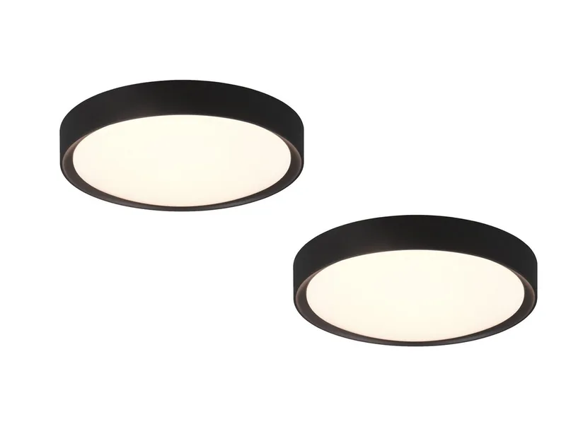 LED Deckenleuchte, LED fest integriert, Warmweiß, 2erSet Badezimmerlampen Decke Badlampe für Gäste WC IP44 Ø33cm van Trio in Zwart – productfoto