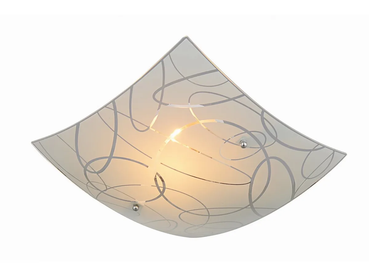 LED Deckenleuchte, LED wechselbar, Warmweiß, Deckenschalen flach eckig Lampenschirm Glas mit Silber Ø30cm by Trio in White – product photo