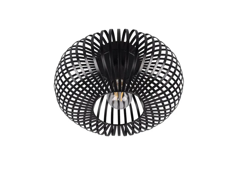 LED Deckenleuchte Metall Gitter-Schirm Ø 30cm, dimmbar, LED wechselbar, Warmweiß, ausgefallene kleine Industrial Gitter-lampe, Deckenlampe inkl. E27 LED de Trio en Noir – photo produit