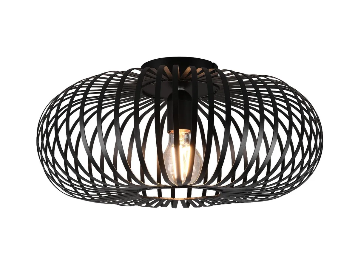 LED Deckenleuchte Metall Gitter-Schirm Ø 40cm, dimmbar, LED wechselbar, Warmweiß, ausgefallene Industrial Gitter-lampe, Deckenlampe inkl. E27 LED fra Trio i Sort – produktbillede