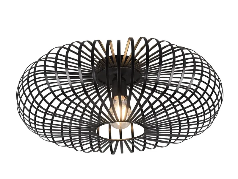 LED Deckenleuchte Metall Gitter-Schirm Ø 50cm, dimmbar, LED wechselbar, Warmweiß, große ausgefallene Industrial Gitter-lampe, Deckenlampe inkl. E27 LED de Trio en Noir – photo produit