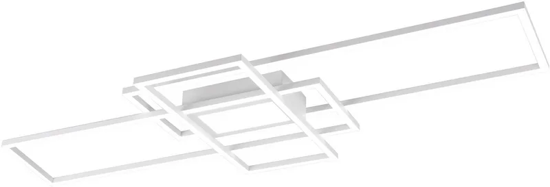 LED Deckenleuchte MILA, Dimmfunktion, Memoryfunktion, Nachtlichtfunktion, LED fest integriert, Farbwechsler, Neutralweiß, Warmweiß, Tageslichtweiß, Deckenlampe inkl. Fernbedienung, dimmbar, 3000 - 6500K, 105xx42x6,5 cm von Trio in Weiß – Produktfoto