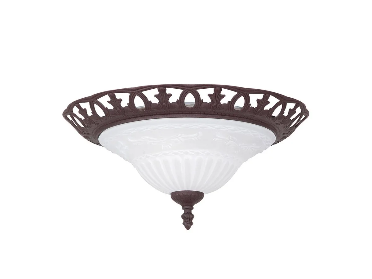 LED Deckenleuchte mit Glas Schirm inkl. E27 LED Ø 38cm, dimmbar, LED wechselbar, Warmweiß, große Landhaus-Stil Deckenlampe, rustikale Flurlampe inkl. E27 LEDs von Trio in Braun – Produktfoto