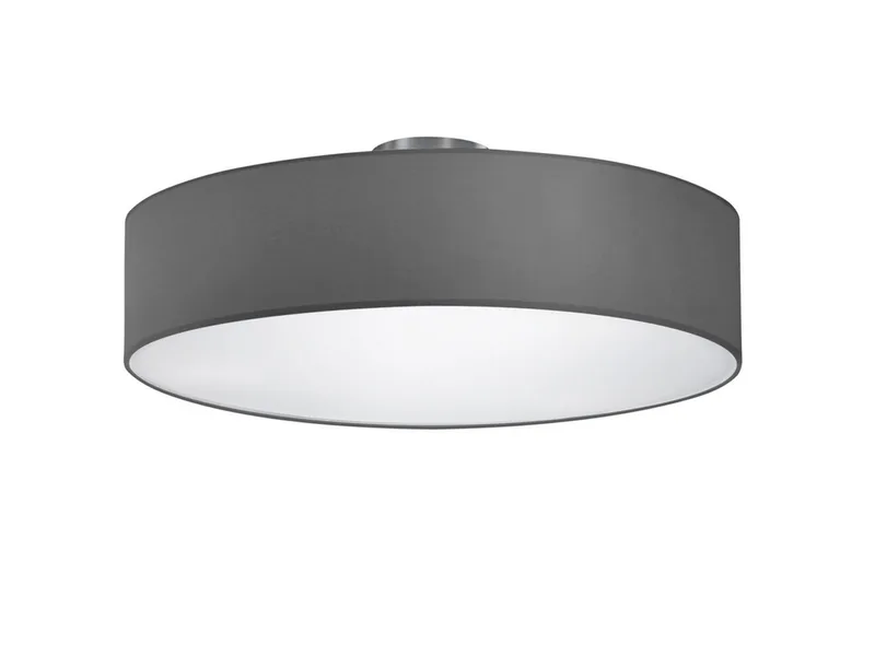 LED Deckenleuchte mit Stoffschirm & Blendschutz Ø 50cm, LED wechselbar, Warmweiß, große Designklassiker Deckenlampe Stoff Lampenschirm mit Leuchtmittel von Trio in Grau – Produktfoto