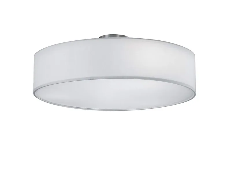 LED Deckenleuchte mit Stoffschirm & Blendschutz Ø 50cm, LED wechselbar, Warmweiß, große Designklassiker Deckenlampe Stoff Lampenschirm mit Leuchtmittel fra Trio i Hvid – produktbillede