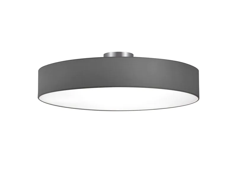 LED Deckenleuchte mit Stoffschirm & Blendschutz Ø 65cm, LED wechselbar, Warmweiß, große Designklassiker Deckenlampe Stoff Lampenschirm mit Leuchtmitteln de Trio en Gris – photo produit