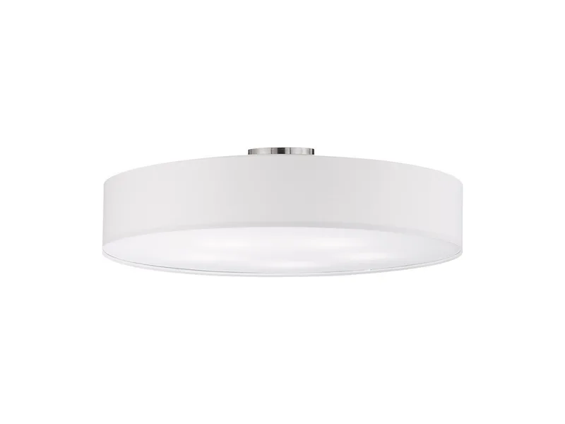 LED Deckenleuchte mit Stoffschirm & Blendschutz Ø 65cm, LED wechselbar, Warmweiß, große Designklassiker Deckenlampe Stoff Lampenschirm mit Leuchtmitteln von Trio in Weiß – Produktfoto
