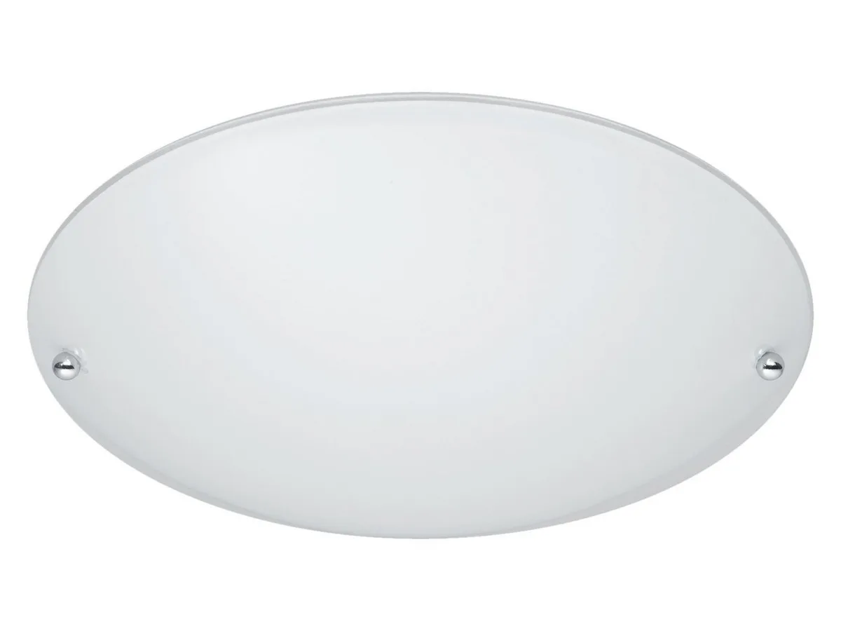 LED Deckenleuchte rund mit Glas Lampenschirm Ø25cm, Leuchtmittel dimmbar, LED wechselbar, Warmweiß, klein-e Deckenlampe flach, Deckenbeleuchtung mit E27 Leuchtmittel de Trio en Blanc – photo produit