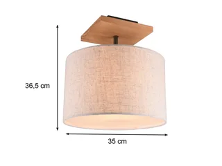 LED Deckenleuchte Stoffschirm Ø 35cm inkl. E27 LED, dimmbar, LED wechselbar, Warmweiß, Deckenlampe skandinavisch rund mit Holz Baldachin, inkl. E27 LED från Trio i Beige – produktbild 4 av 5