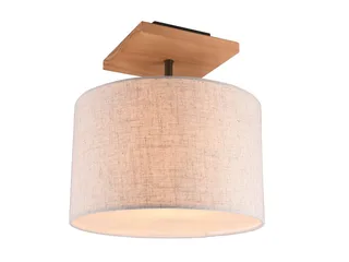 LED Deckenleuchte Stoffschirm Ø 35cm inkl. E27 LED, dimmbar, LED wechselbar, Warmweiß, Deckenlampe skandinavisch rund mit Holz Baldachin, inkl. E27 LED från Trio i Beige – produktbild 1 av 5