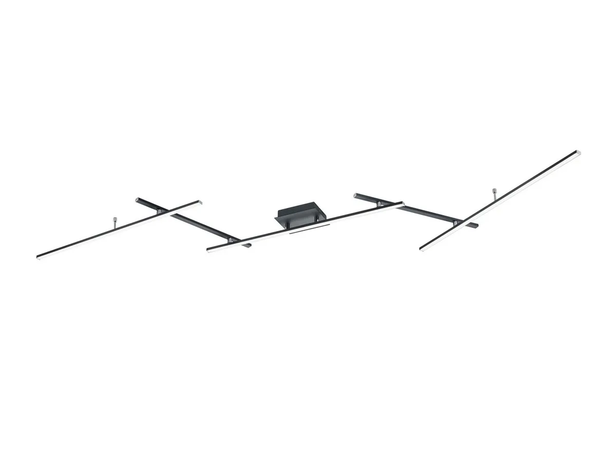 LED Deckenleuchte Tageslicht & Fernbedienung, Breite 245cm, Dimmfunktion Farbwechsel, stufenlos dimmbar über Fernbedienung, LED fest integriert, Neutralweiß, Warmweiß, Tageslichtweiß, Tageslicht-Lampe mit indirekte Beleuchtung für die Decke de Trio en Noir – photo produit