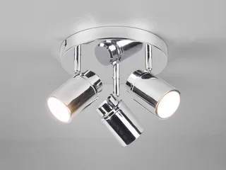 LED Deckenstrahler als Badezimmer-Lampe geeignet Ø 20cm, dimmbar, LED wechselbar, Warmweiß, innen Bad-Lampe Decke, Strahler schwenkbar inkl. GU10 LED de Trio en Argent – photo produit 3 sur 5