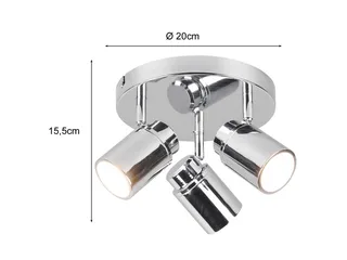 LED Deckenstrahler als Badezimmer-Lampe geeignet Ø 20cm, dimmbar, LED wechselbar, Warmweiß, innen Bad-Lampe Decke, Strahler schwenkbar inkl. GU10 LED de Trio en Argent – photo produit 4 sur 5