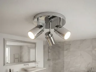 LED Deckenstrahler als Badezimmer-Lampe geeignet Ø 20cm, dimmbar, LED wechselbar, Warmweiß, innen Bad-Lampe Decke, Strahler schwenkbar inkl. GU10 LED de Trio en Argent – photo produit 2 sur 5