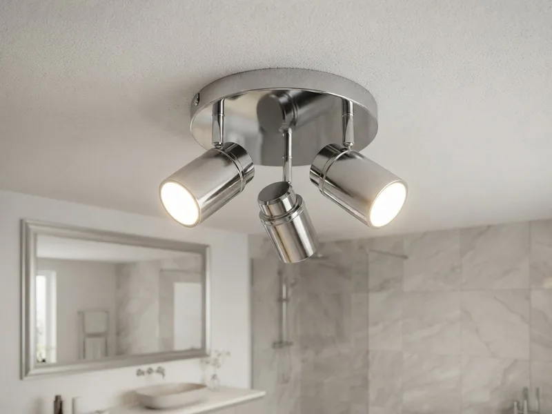 LED Deckenstrahler als Badezimmer-Lampe geeignet Ø 20cm, dimmbar, LED wechselbar, Warmweiß, innen Bad-Lampe Decke, Strahler schwenkbar inkl. GU10 LED de Trio en Argent – photo produit 2 sur 5
