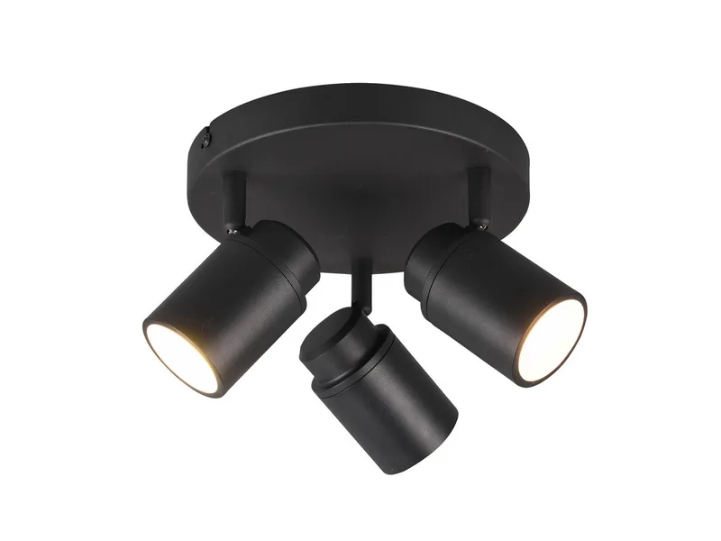 LED Deckenstrahler als Badezimmer-Lampe geeignet Ø 20cm, dimmbar, LED wechselbar, Warmweiß, innen Bad-Lampe Decke, Strahler schwenkbar inkl. GU10 LED de Trio en Noir – photo produit