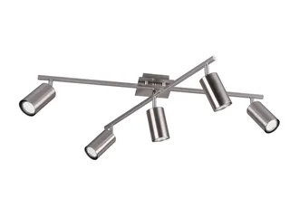 LED Deckenstrahler Arme & Spots schwenkbar, Breite 77,5cm, dimmbar, LED wechselbar, Warmweiß, große Deckenleuchte innen Esstisch-Lampe, Wohnzimmer inkl. GU10 LEDs von Trio in Silber – Produktfoto 1 von 5