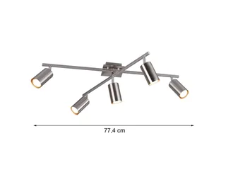 LED Deckenstrahler Arme & Spots schwenkbar, Breite 77,5cm, dimmbar, LED wechselbar, Warmweiß, große Deckenleuchte innen Esstisch-Lampe, Wohnzimmer inkl. GU10 LEDs von Trio in Silber – Produktfoto 3 von 5