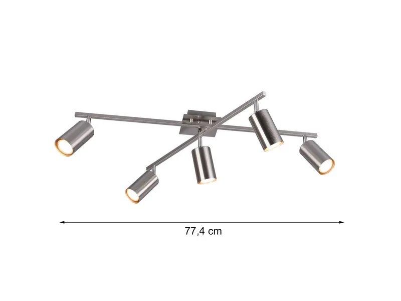 LED Deckenstrahler Arme & Spots schwenkbar, Breite 77,5cm, dimmbar, LED wechselbar, Warmweiß, große Deckenleuchte innen Esstisch-Lampe, Wohnzimmer inkl. GU10 LEDs von Trio in Silber – Produktfoto 3 von 5