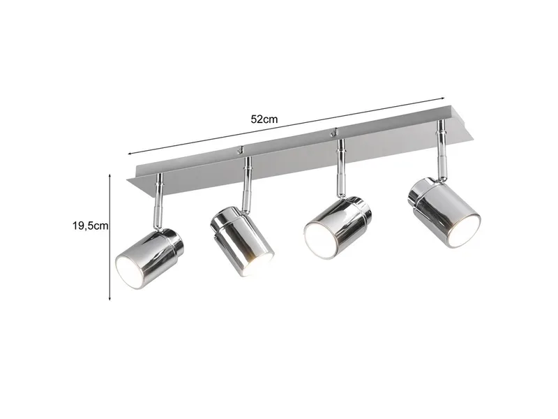 LED Deckenstrahler Badezimmer geeignet, Breite 52cm, dimmbar, LED wechselbar, Warmweiß, innen Bad-Lampe Decke, Strahler schwenkbar inkl. GU10 LED de Trio en Argent – photo produit 4 sur 5