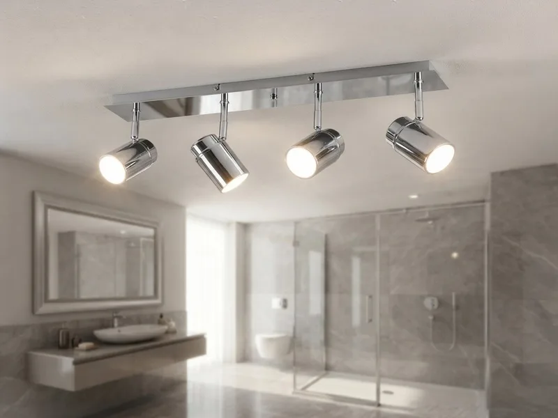LED Deckenstrahler Badezimmer geeignet, Breite 52cm, dimmbar, LED wechselbar, Warmweiß, innen Bad-Lampe Decke, Strahler schwenkbar inkl. GU10 LED de Trio en Argent – photo produit 2 sur 5