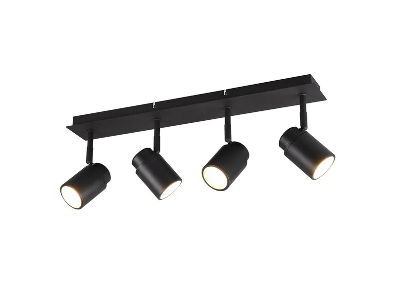 LED Deckenstrahler Badezimmer geeignet, Breite 52cm, dimmbar, LED wechselbar, Warmweiß, innen Bad-Lampe Decke, Strahler schwenkbar inkl. GU10 LED von Trio in Schwarz – Produktfoto