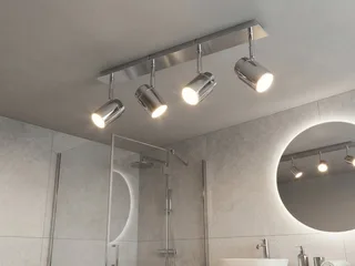 LED Deckenstrahler Badezimmer geeignet, Breite 52cm, dimmbar, LED wechselbar, Warmweiß, innen Bad-Lampe Decke, Strahler schwenkbar inkl. GU10 LED de Trio en Argent – photo produit 5 sur 5