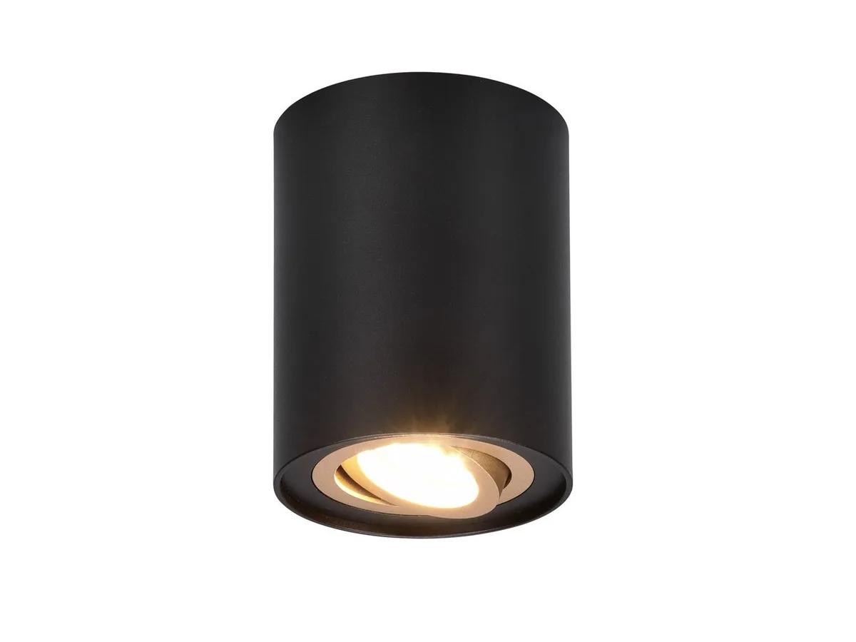 LED Deckenstrahler, Dimmfunktion, LED wechselbar, Warmweiß, Aufbau-Spot Aufputz Strahler innen, Lichtspot Schwarz-Gold Ø 9,6cm fra Trio i Sort – produktbillede