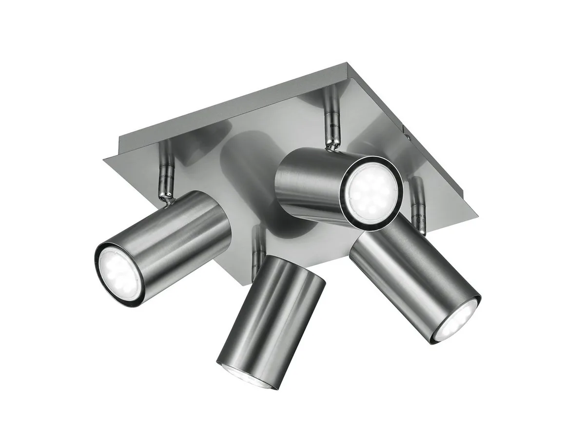 LED Deckenstrahler Spots schwenkbar inkl. GU10 LED 24x 24cm, dimmbar, LED wechselbar, Warmweiß, innen Deckenleuchte mehrflammig, moderne Strahler schwenkbar de Trio en Argent – photo produit