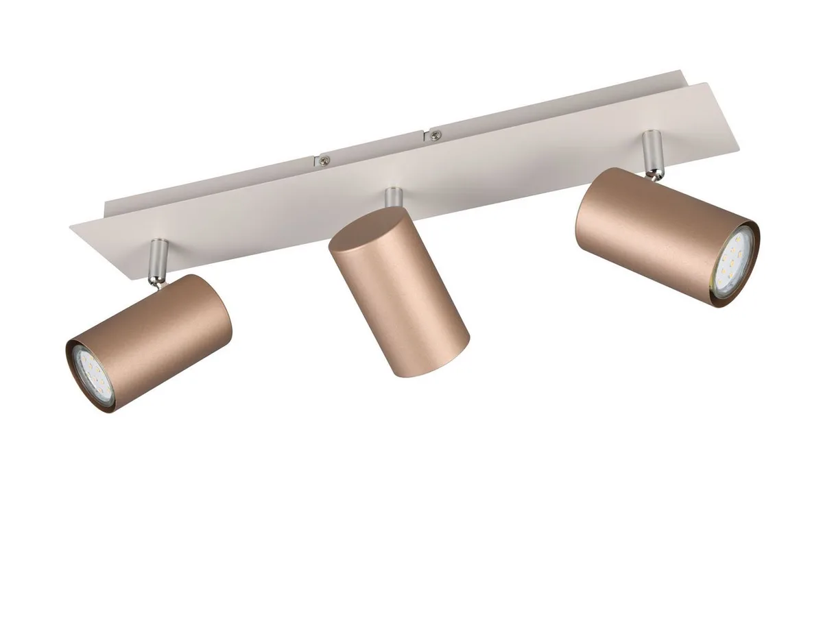 LED Deckenstrahler Spots schwenkbar inkl. GU10 LED, dimmbar, LED wechselbar, Warmweiß, Breite 48cm, innen Deckenleuchte mit 3x Strahler, Wohnzimmer & Flur fra Trio i Brun, Grå – produktbillede