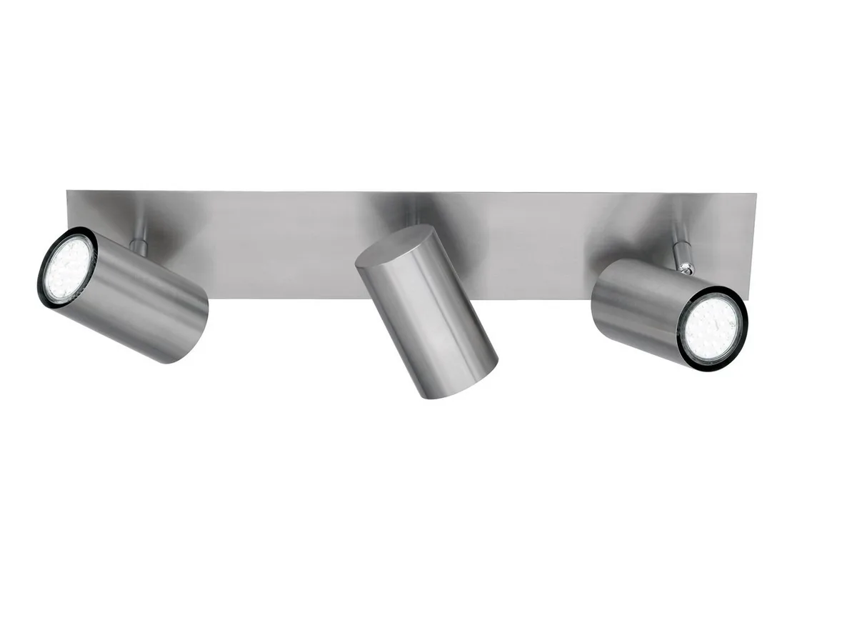 LED Deckenstrahler Spots schwenkbar inkl. GU10 LED, dimmbar, LED wechselbar, Warmweiß, Breite 48cm, innen Deckenleuchte mit 3x Strahler, Wohnzimmer & Flur fra Trio i Sølv – produktbillede