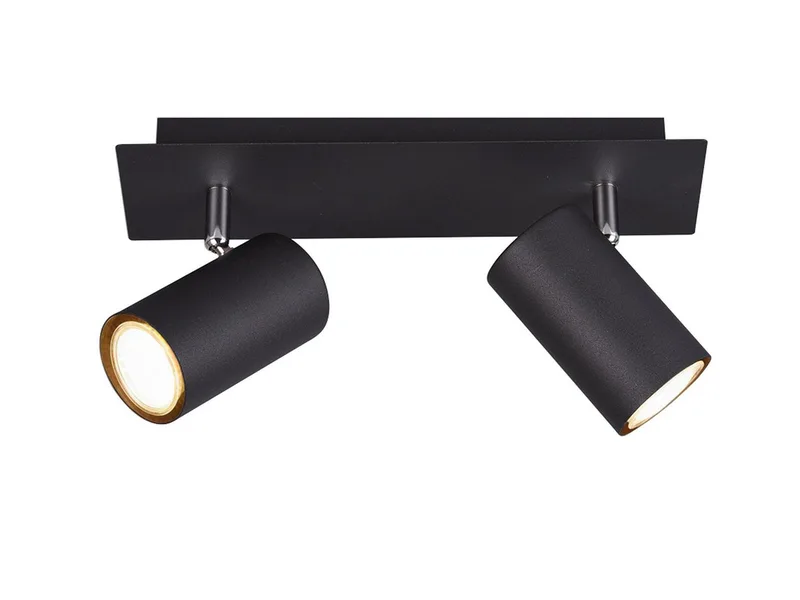 LED Deckenstrahler Spots schwenkbar inkl. GU10 LED, dimmbar, LED wechselbar, Warmweiß, Breite 30cm, innen Deckenleuchte mit 2x Strahler, Wohnzimmer & Flur von Trio in Schwarz – Produktfoto