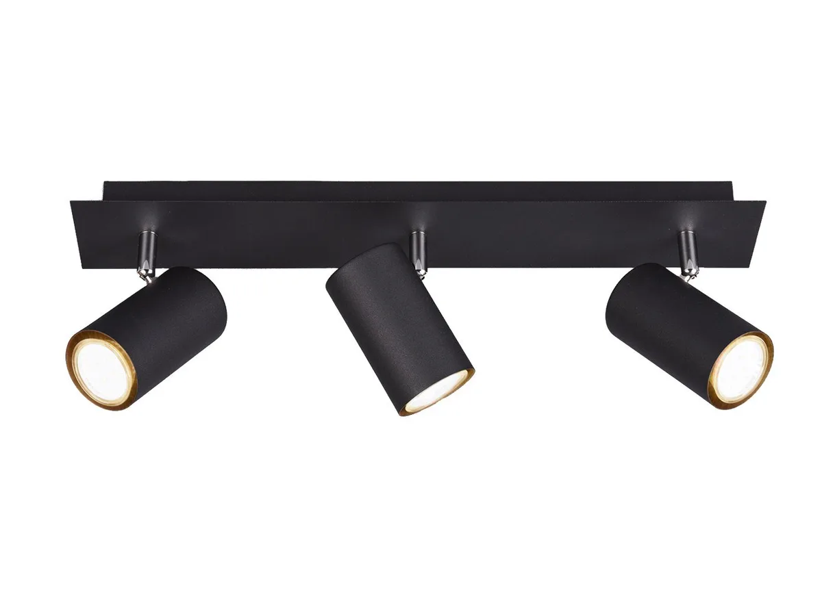 LED Deckenstrahler Spots schwenkbar inkl. GU10 LED, dimmbar, LED wechselbar, Warmweiß, Breite 48cm, innen Deckenleuchte mit 3x Strahler, Wohnzimmer & Flur de Trio en Noir – photo produit