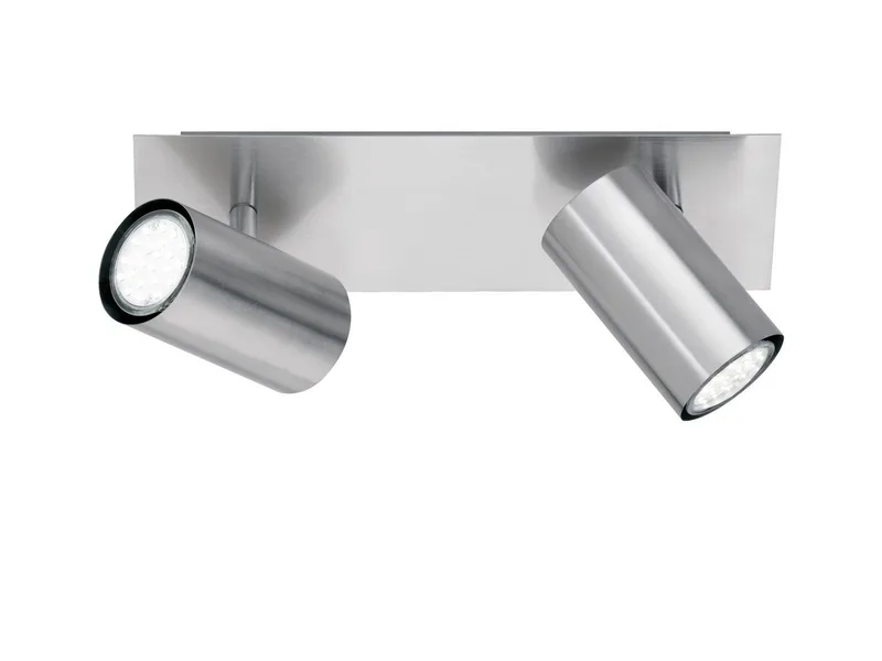 LED Deckenstrahler Spots schwenkbar inkl. GU10 LED, dimmbar, LED wechselbar, Warmweiß, Breite 30cm, innen Deckenleuchte mit 2x Strahler, Wohnzimmer & Flur von Trio in Silber – Produktfoto