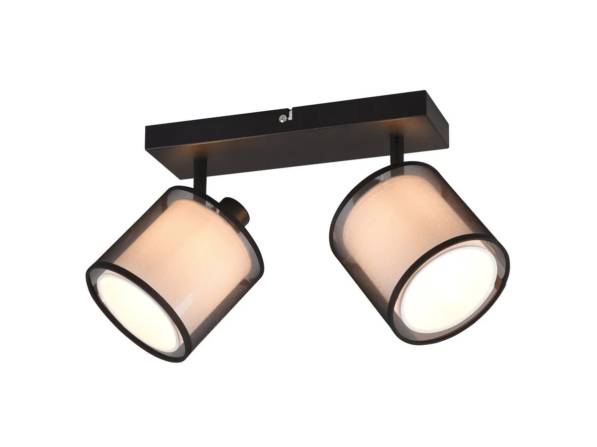 LED Deckenstrahler Stoffschirme inkl. E14 LED Breite 32,5cm, dimmbar, LED wechselbar, Warmweiß, innen Strahler mit 2x Stoff Lampenschirm, Spots schwenkbar de Trio en Noir, Blanc – photo produit