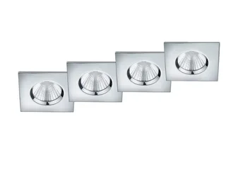 LED Einbaustrahler, Dimmfunktion, LED fest integriert, Warmweiß, 4er-SET Deckeneinbauleuchte, Badlampe Decke Dusche Silber 8 x 8cm IP65 de Trio en Argent – photo produit 1 sur 5