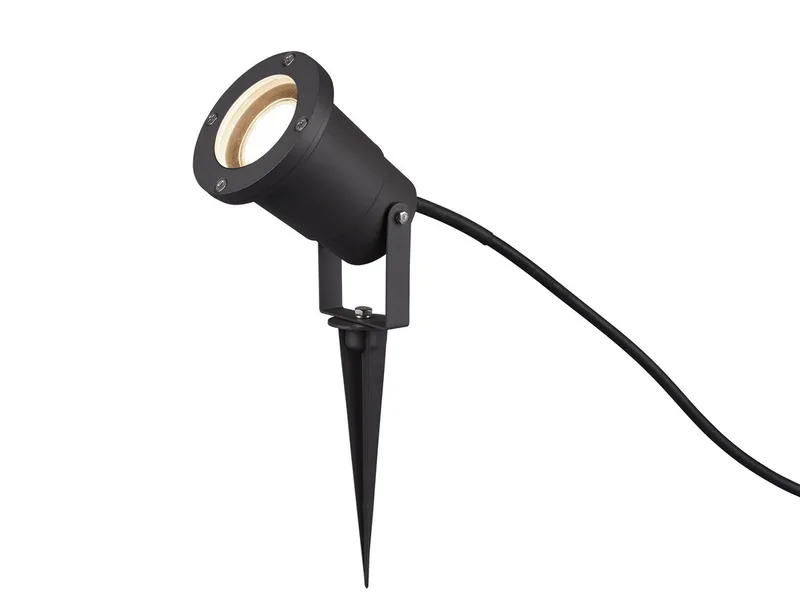 LED Gartenstrahler mit Erdspieß, 5 Meter Kabel & Stecker, LED wechselbar, Warmweiß, Außen Baum-Strahler, Beetlampe zur Garten-Beleuchtung & Wegbeleuchtung fra Trio i Sort – produktbillede