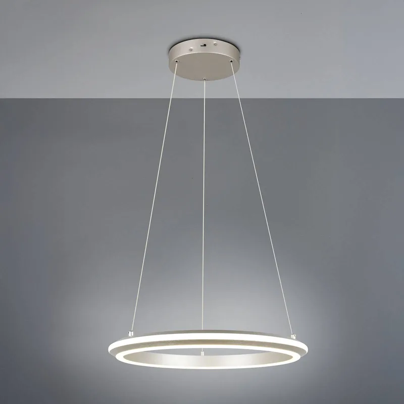 LED hanglamp Amador, Ø 45 cm, nikkelkleurig, metaal, CCT de Trio en Nikkel – photo produit
