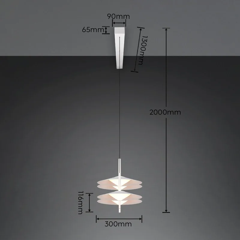 LED hanglamp Amalo, matwit, lengte 146 cm, CCT, 4-lamps. von Trio in Mat wit – Produktfoto