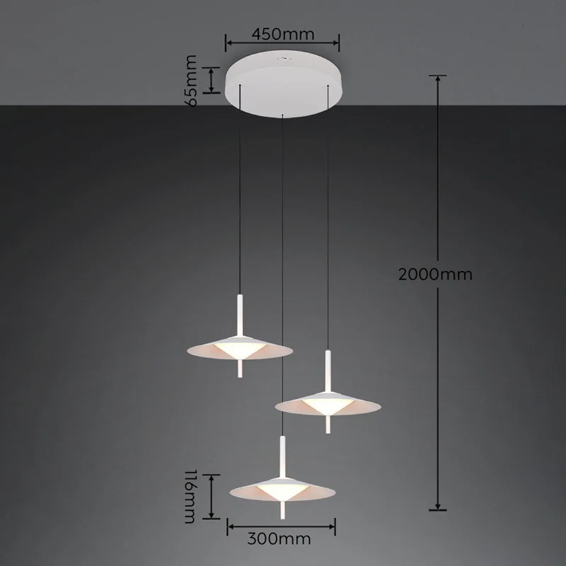 LED hanglamp Amalo, matwit, Ø 67 cm, metaal, CCT 3-lamps. fra Trio i Mat wit – produktbillede
