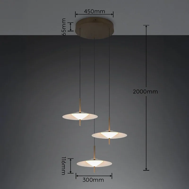 LED-Hängelampe Amalo platinfarben Ø 67 cm Metall, CCT 3-flg. von Trio in Platina – Produktfoto