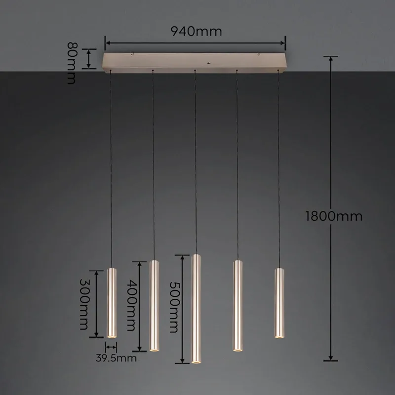 LED hanglamp Arimato, lengte 94 cm, crèmekleurig metaal CCT von Trio in Creme – Produktfoto