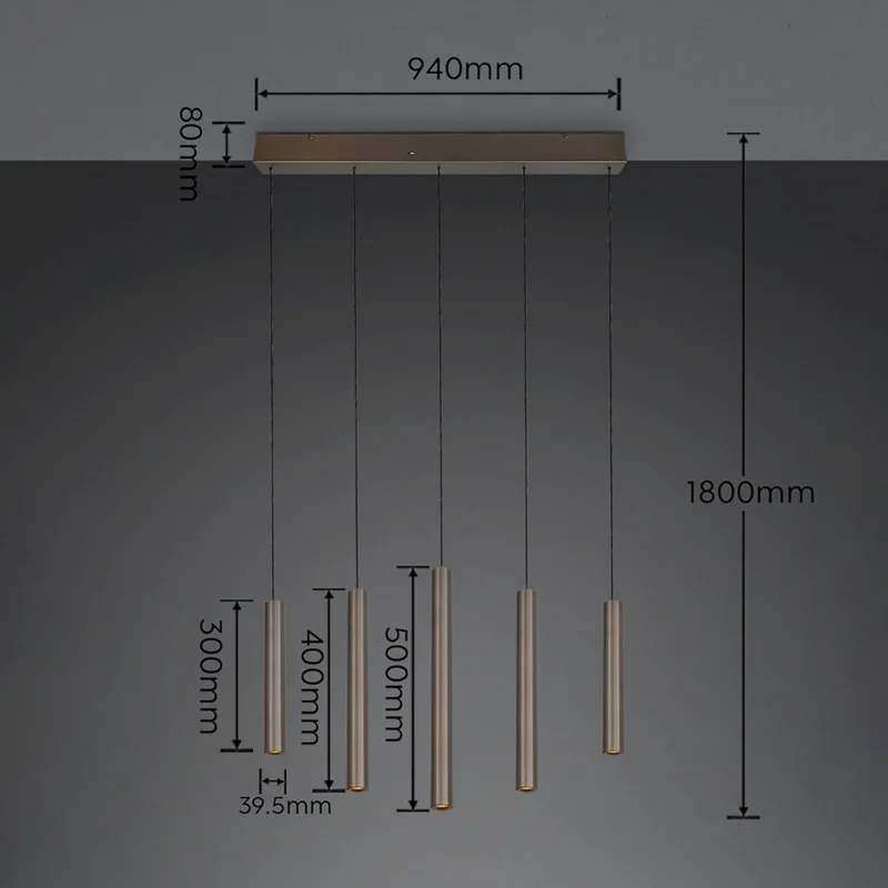 LED hanglamp Arimato, lengte 94 cm, platinakleurig metaal, CCT fra Trio i Platina – produktbillede