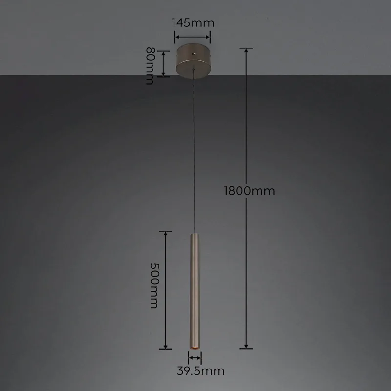 LED hanglamp Arimato, Ø 4 cm, platinakleurig, metaal, CCT de Trio en Platina – photo produit