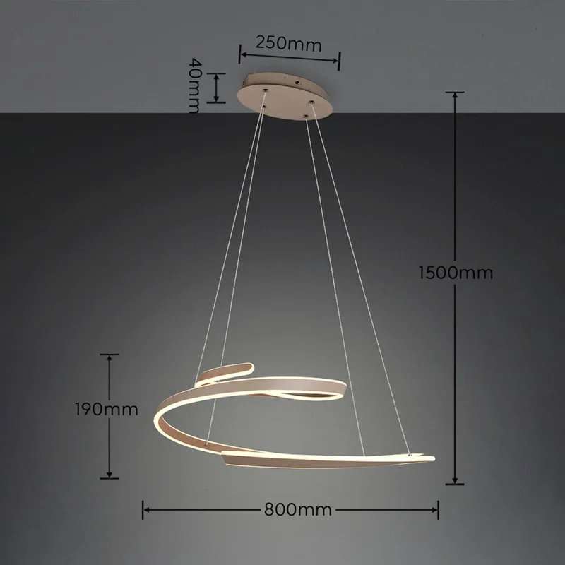 LED hanglamp Arlington, lengte 80 cm, metaal, CCT von Trio in Beige – Produktfoto